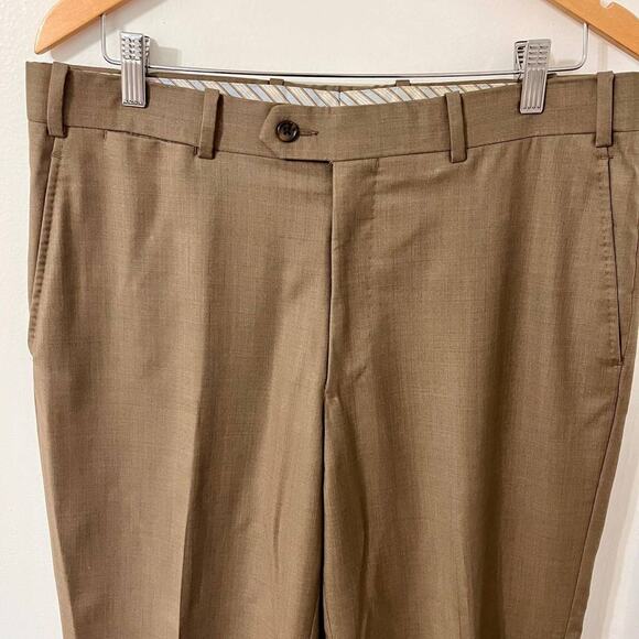 Paul Betenly Vantage Dress Pants Mens Size 34 Tan Super 120's Wool Classic - Picture 2 of 13